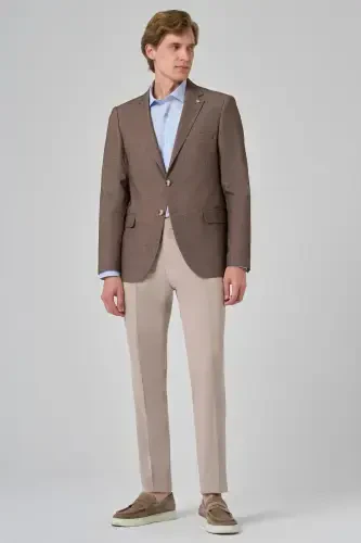 Morven Erkek KAHVE Yünlü Dynamic Fit Rahat Kesim Ceket - 4