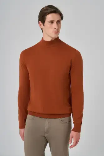 Morven Erkek Kiremit Basic Yarım Balıkçı Yaka Dynamic Fit Rahat Kesim Triko - 3