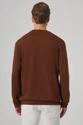 Morven Erkek Kiremit Trend Baskılı Bisiklet Yaka Sweatshirt - 5