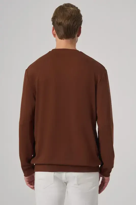 Morven Erkek Kiremit Trend Baskılı Bisiklet Yaka Sweatshirt - 5