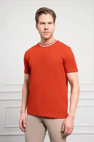 Morven Erkek Kiremit Trend Bisiklet Yaka Dinamik Fit T-Shirt - MORVEN (1)