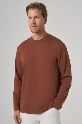 Morven Erkek Kiremit Trend Bisiklet Yaka Rayon Sweatshirt - MORVEN (1)