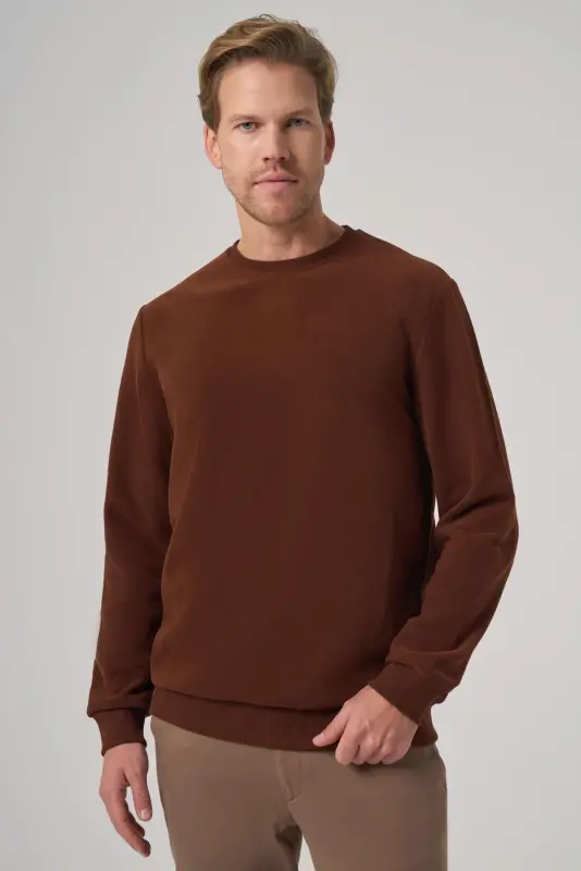 Morven Erkek Kiremit Trend Bisiklet Yaka Sweatshirt - MORVEN