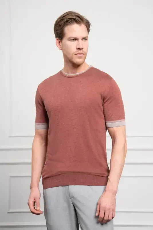 Morven Erkek Kiremit Trend Polo Yaka Dinamik Fit Rahat Kesim T-Shirt - 3