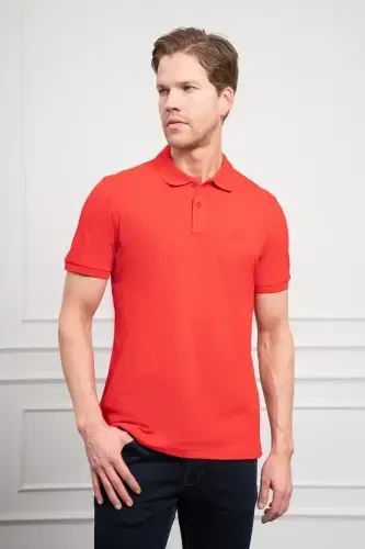 Morven Erkek Kırmızı Basic Polo Yaka Dynamic Fit T-Shirt 