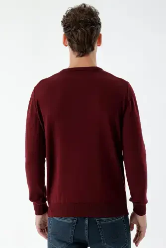 Morven Erkek Koyu Bordo Basic Bisiklet Yaka Dynamic Fit Rahat Kesim Triko - 6