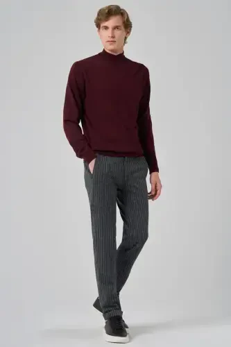 Morven Erkek Koyu Bordo Basic Yarım Balıkçı Yaka Dynamic Fit Rahat Kesim Triko - 4