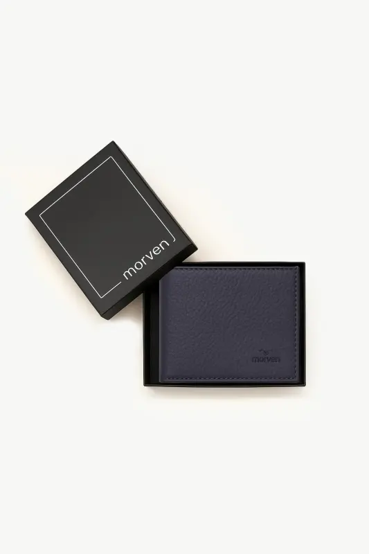 Morven Erkek Lacivert Basic %100 Deri Cüzdan - 4