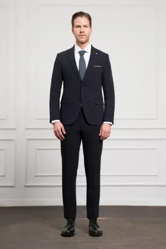 Morven Erkek Lacivert Basic Slim Fit Sivri Yaka Takım Elbise - 2