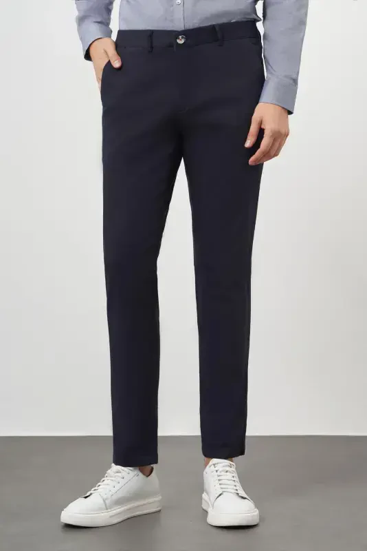 Morven Erkek Lacivert Chino Dynamik Fit Pantolon - 1