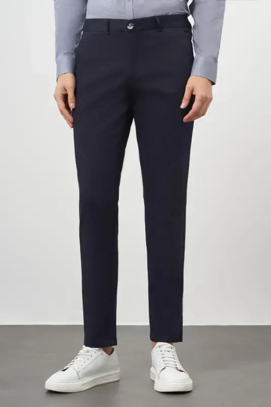 Morven Erkek Lacivert Chino Dynamik Fit Pantolon - 2