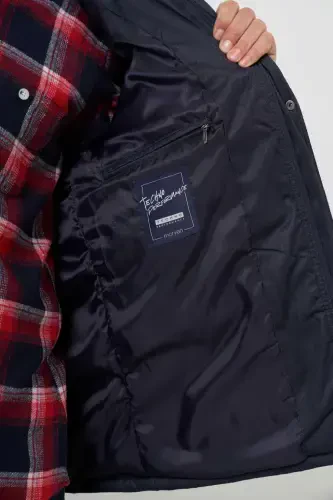 Morven Erkek Lacivert Çıtçıtlı Kapüşonlu Dynamic Fit Rahat Kesim Mont - 4