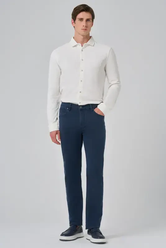 Morven Erkek Lacivert Denim 5 Cep Dynamic Fit Jean Kot Pantolon - 2