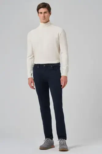 Modazone Erkek Lacivert Denim 5 Cep Slim Fit Jean Kot Pantolon - MORVEN (1)