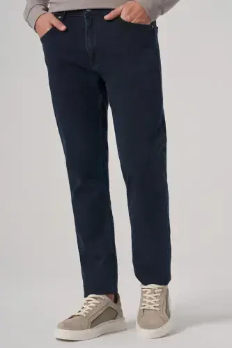 Morven Erkek Lacivert Denim 5 Cep Slim Fit Jean Kot Pantolon - MORVEN (1)