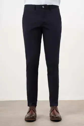 Morven Erkek Lacivert Mevsimlik Pamuk Yan Cep Slim Fit Chino Pantolon 