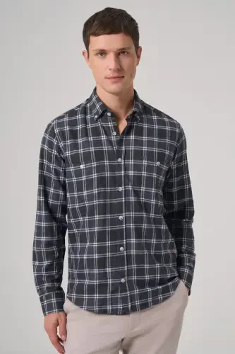 Morven Erkek Lacivert Regular Fit Oduncu Gömlek - MORVEN (1)