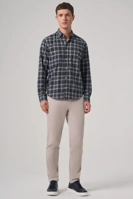 Morven Erkek Lacivert Regular Fit Oduncu Gömlek - 4