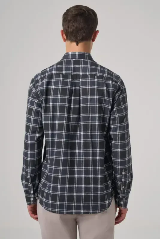 Morven Erkek Lacivert Regular Fit Oduncu Gömlek - 5