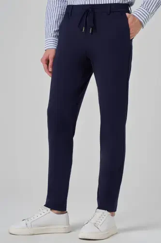 Morven Erkek Lacivert Örme Trend İpli Slim Fit Jogger Pantolon - MORVEN (1)