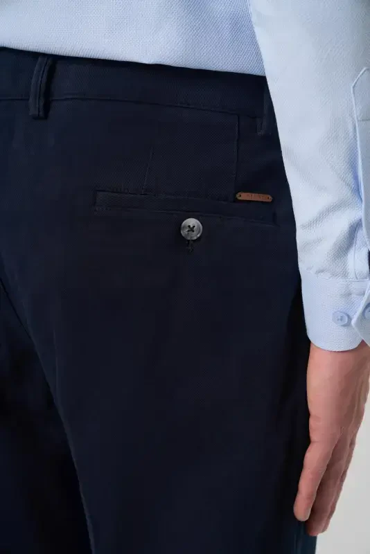 Morven Erkek Lacivert Pamuk Trend Dynamic Fit Chino Pantolon - 4