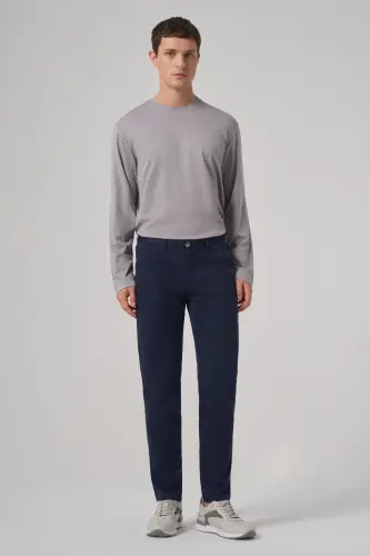 Morven Erkek Lacivert Pamuk Trend Slim Fit Chino Pantolon - 3
