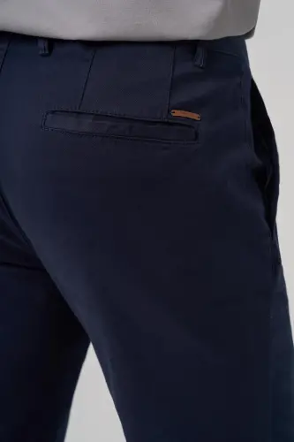 Morven Erkek Lacivert Pamuk Trend Slim Fit Chino Pantolon - 4