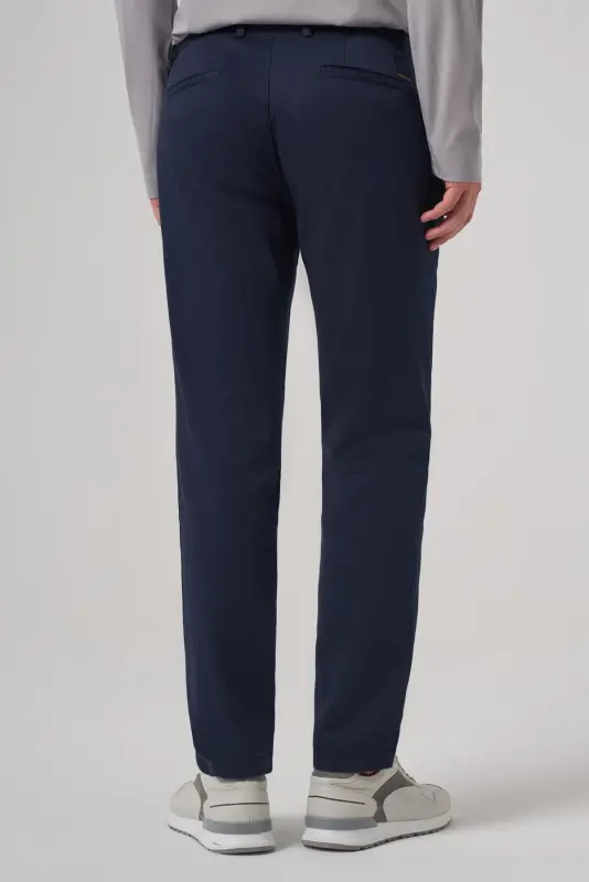 Morven Erkek Lacivert Pamuk Trend Slim Fit Chino Pantolon - 5