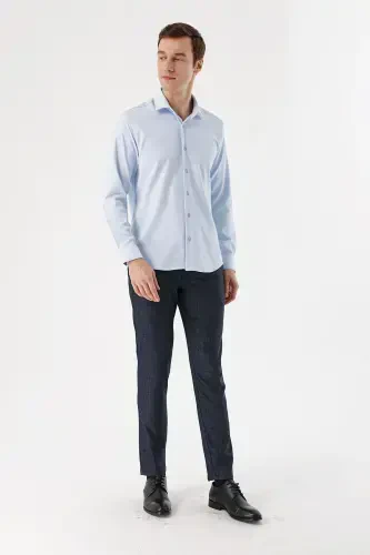 Morven Erkek Lacivert Poliviskon Desenli Slim Fit Pantolon - 4