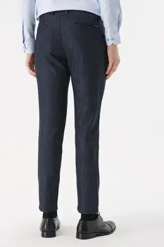 Morven Erkek Lacivert Poliviskon Desenli Slim Fit Pantolon - 5
