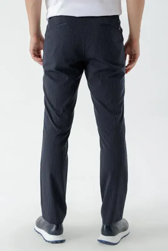 Modazone Erkek Lacivert Poliviskon Trend Çizgili Slim Fit Classic Pantolon - 7