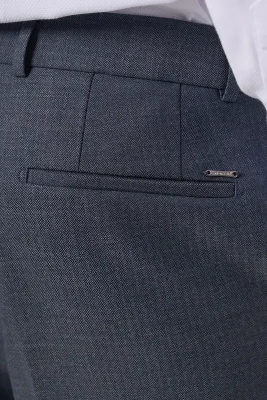 Morven Erkek Lacivert Poliviskon Trend Desenli Dynamic Fit Pantolon - 3