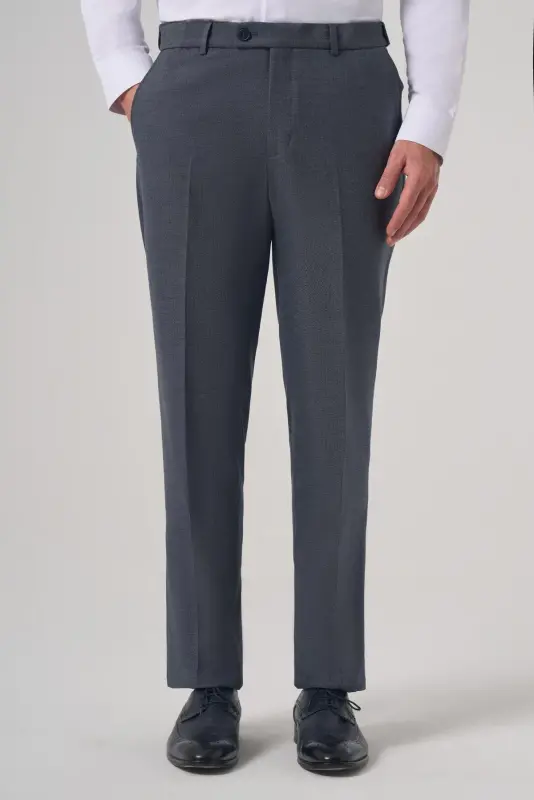 Modazone Erkek Lacivert Poliviskon Trend Desenli Dynamic Fit Pantolon - 1