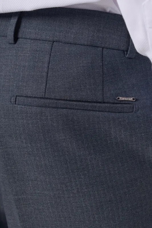 Modazone Erkek Lacivert Poliviskon Trend Desenli Dynamic Fit Pantolon - 3