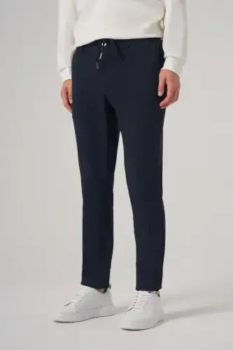 Morven Erkek Lacivert Poliviskon Trend İpli Jogger Slim Fit Spor Pantolon - MORVEN (1)