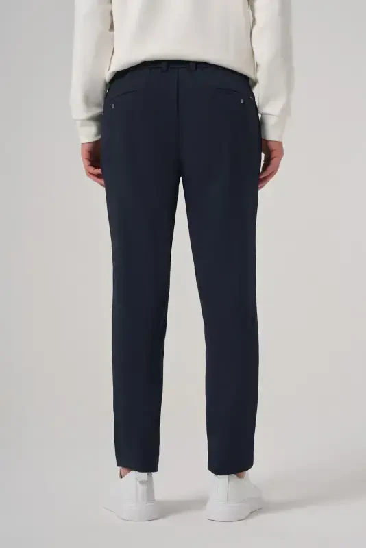 Morven Erkek Lacivert Poliviskon Trend İpli Jogger Slim Fit Spor Pantolon - 5