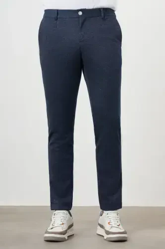 Morven Erkek Lacivert Poliviskon Trend Pileli Slim Fit Spor Pantolon 