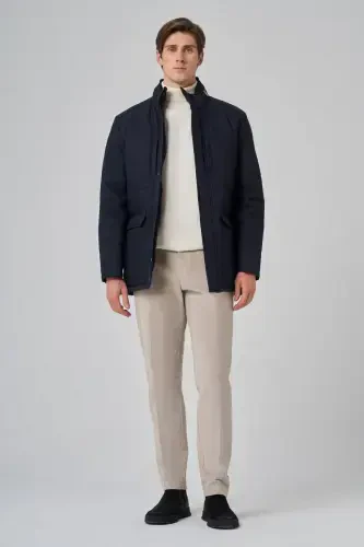 Morven Erkek Lacivert Polyester Çıtçıtlı Kapüşonlu Mont - MORVEN (1)