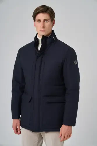 Modazone Erkek Lacivert Polyester Çıtçıtlı Kapüşonlu Mont 