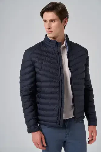 Morven Erkek Lacivert Polyester Kısa Kapitone Mont - MORVEN (1)