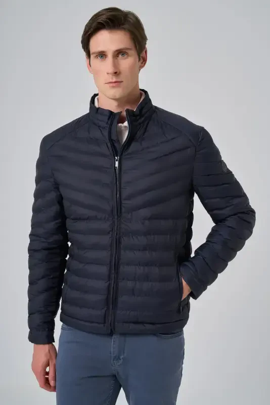 Morven Erkek Lacivert Polyester Kısa Kapitone Mont - 3