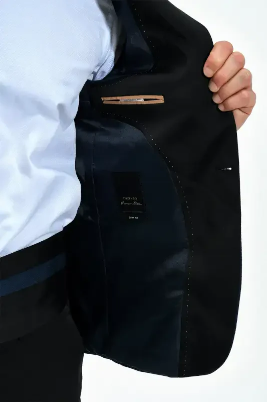 Morven Erkek Lacivert Portofino Slimfit Jakarlı Smokin - 4