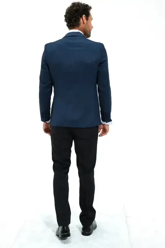 Morven Erkek Lacivert Portofino Slimfit Jakarlı Smokin - 6