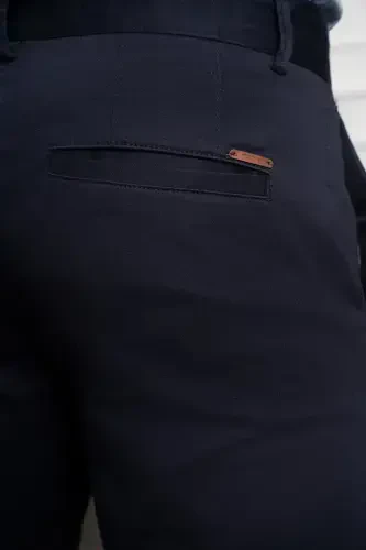Morven Erkek Lacivert Slim Fit Dar Kesim Chino Pantolon - 5