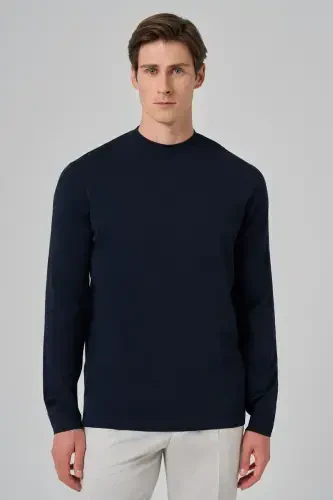 Modazone Erkek Lacivert Trend Bisiklet Yaka Rayon Triko - 1