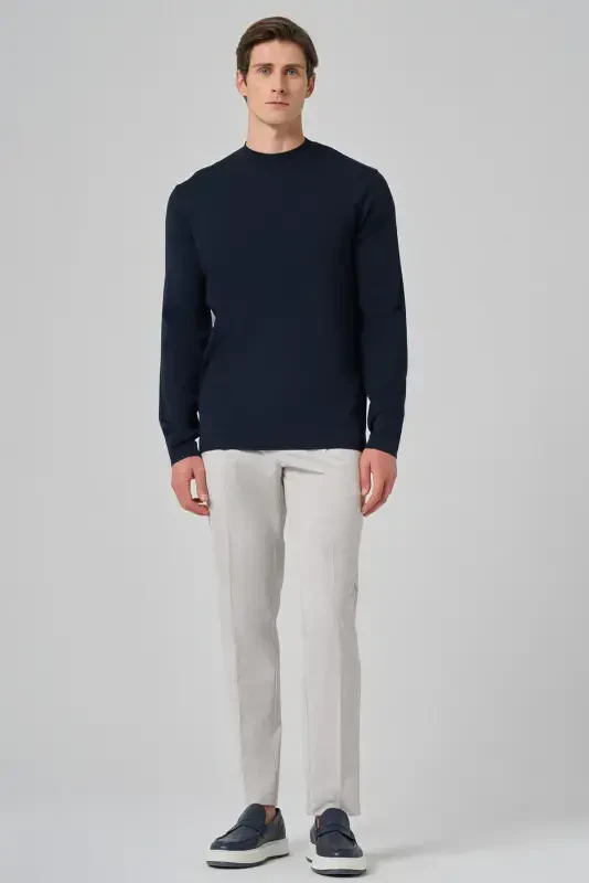 Modazone Erkek Lacivert Trend Bisiklet Yaka Rayon Triko - 4