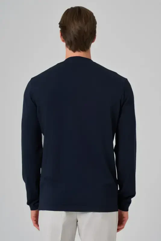 Modazone Erkek Lacivert Trend Bisiklet Yaka Rayon Triko - 5