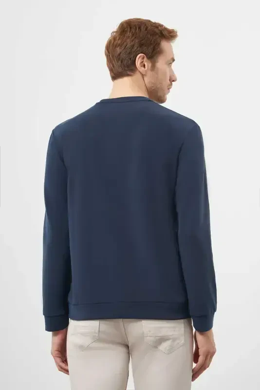 Morven Erkek Lacivert Trend Bisiklet Yaka Sweat-Shirt - 5