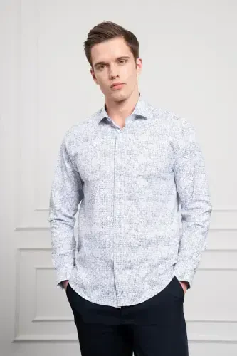 Morven Erkek Lacivert Trend Dynamic Fit İtalyan Yaka Gömlek - 3