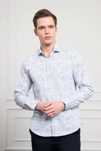 Morven Erkek Lacivert Trend Dynamic Fit İtalyan Yaka Gömlek - 4